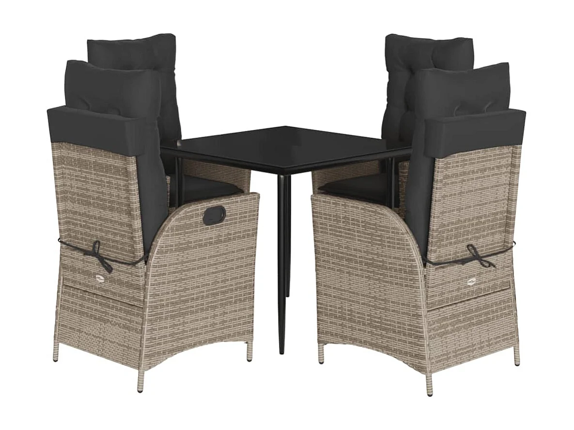 Garden Furniture -  5-delige Tuinset met kussens poly rattan grijs