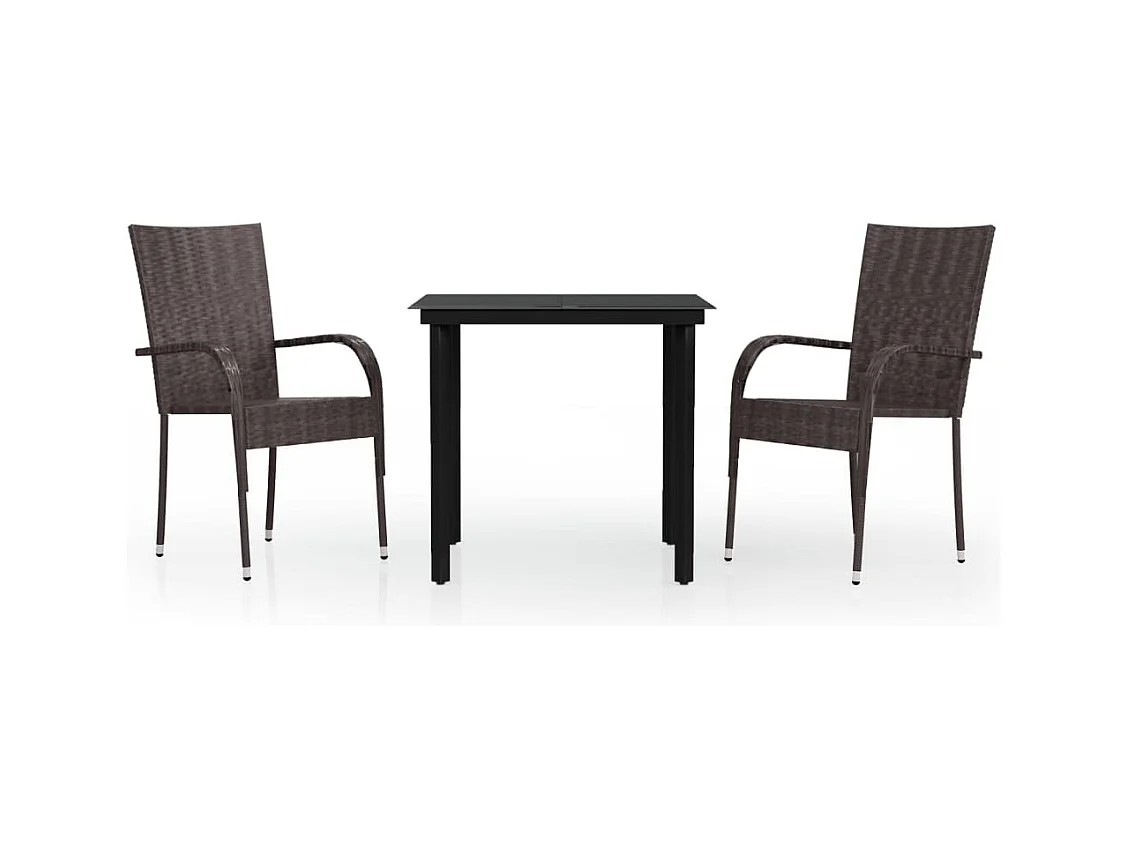 Stoughton  Juego de comedor de jardín 3 piezas marrón y negro