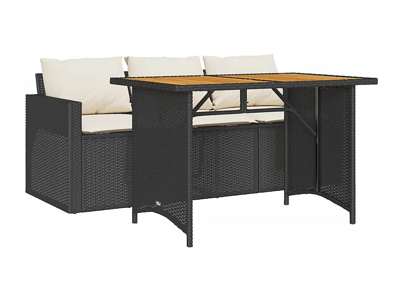 Jornar  2-delige Tuinset met kussens poly rattan zwart