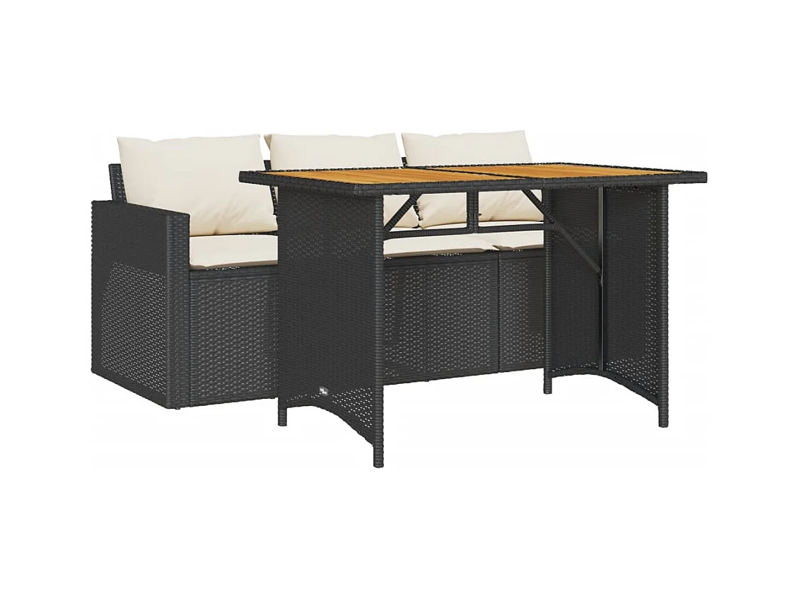 Jornar  Ensemble à manger de jardin coussins 2pcs noir résine tressée