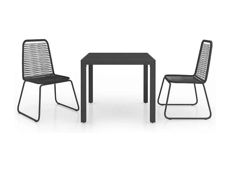 Parma  3-delige Tuinset PVC-rattan zwart