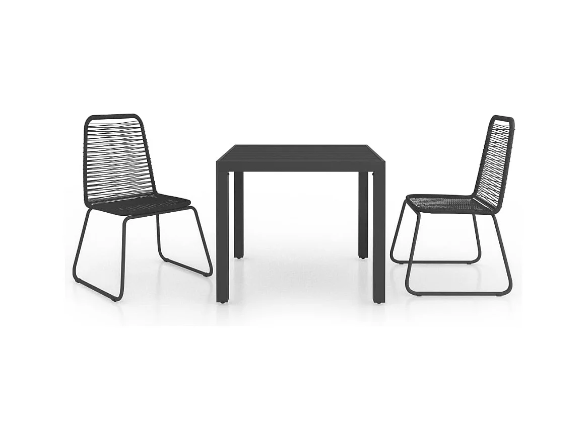 Parma  Ensemble à manger de jardin 3 pcs PVC résine tressée noir