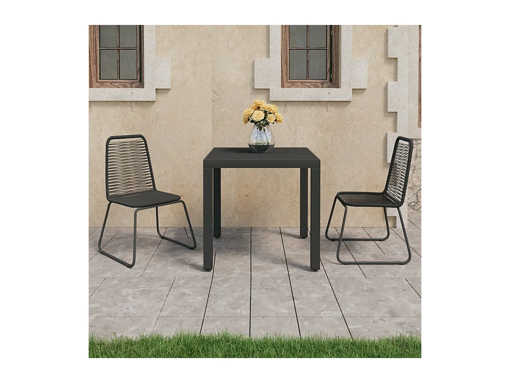 Parma  Ensemble à manger de jardin 3 pcs PVC résine tressée noir
