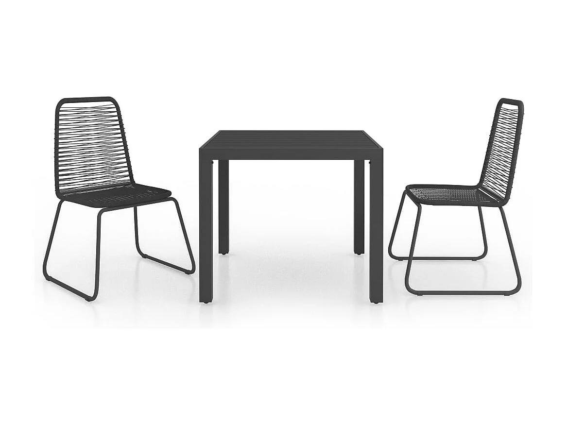 Parma  Ensemble à manger de jardin 3 pcs PVC résine tressée noir