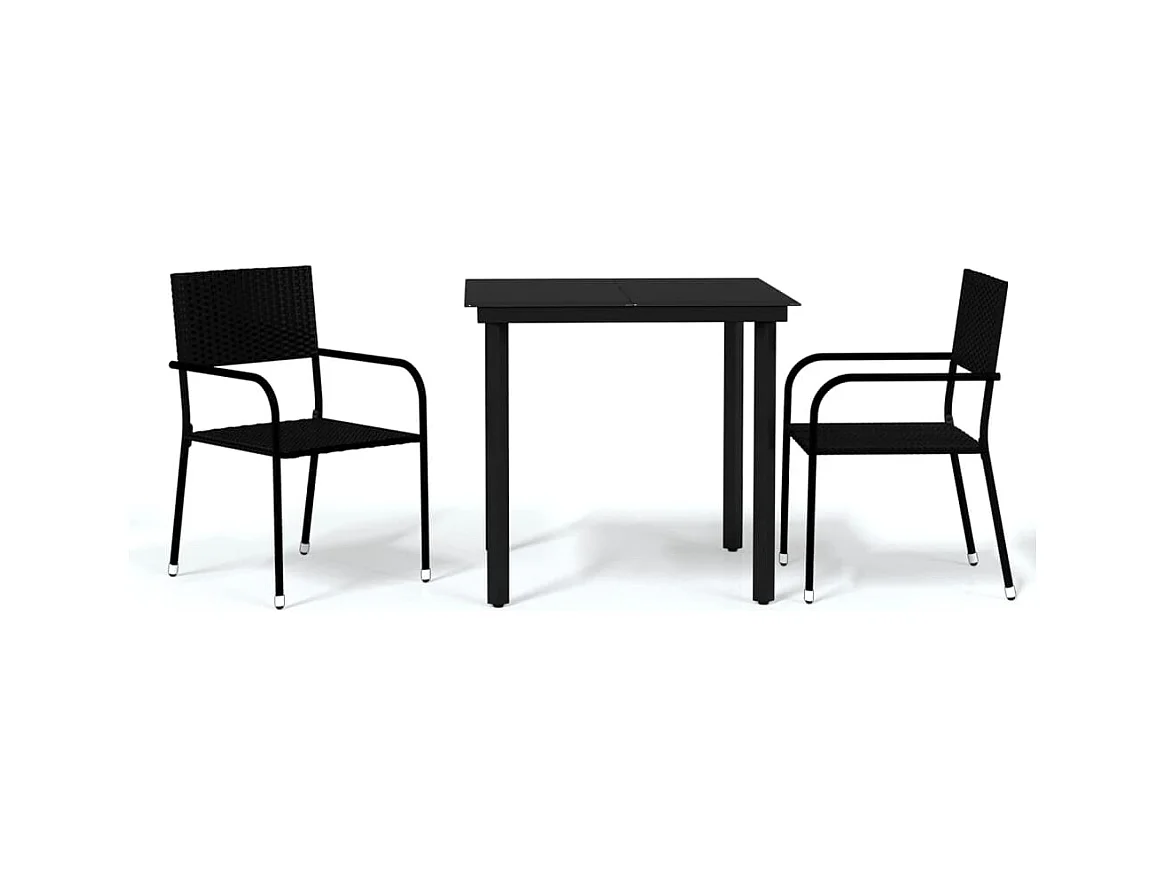 Aeron  Ensemble à manger de jardin 3 pcs Noir
