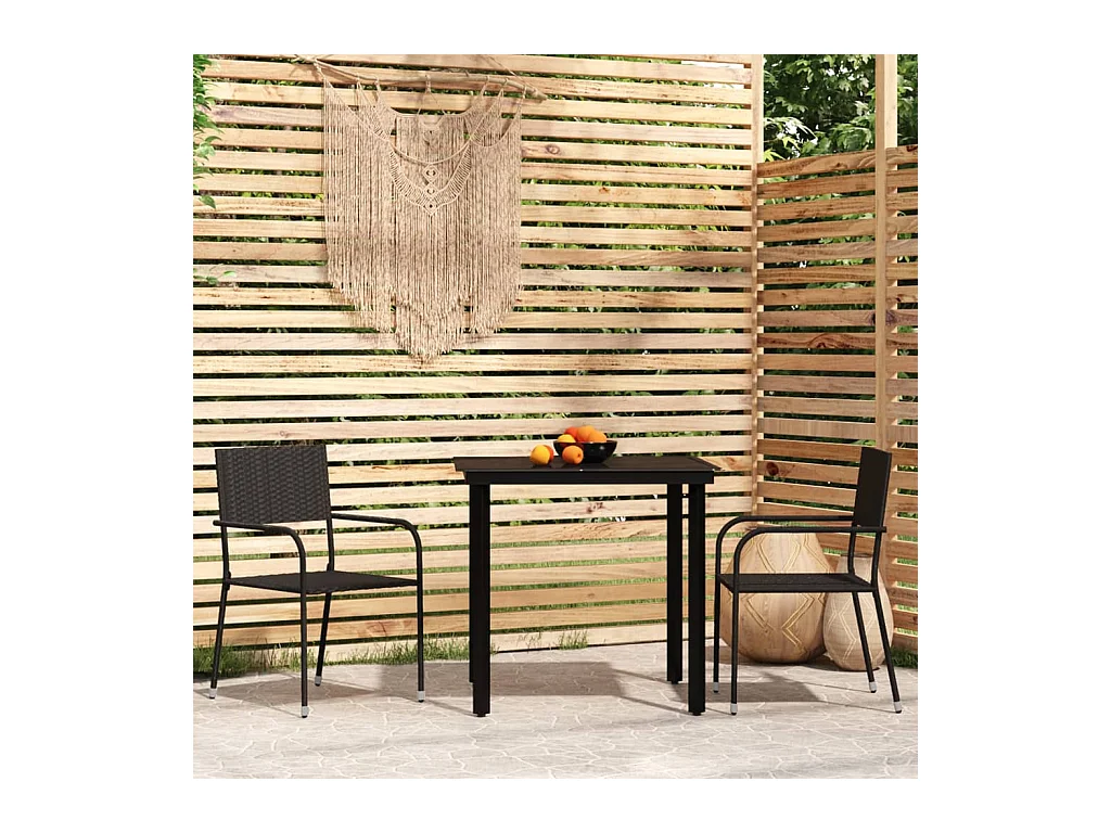 Aeron  Ensemble à manger de jardin 3 pcs Noir