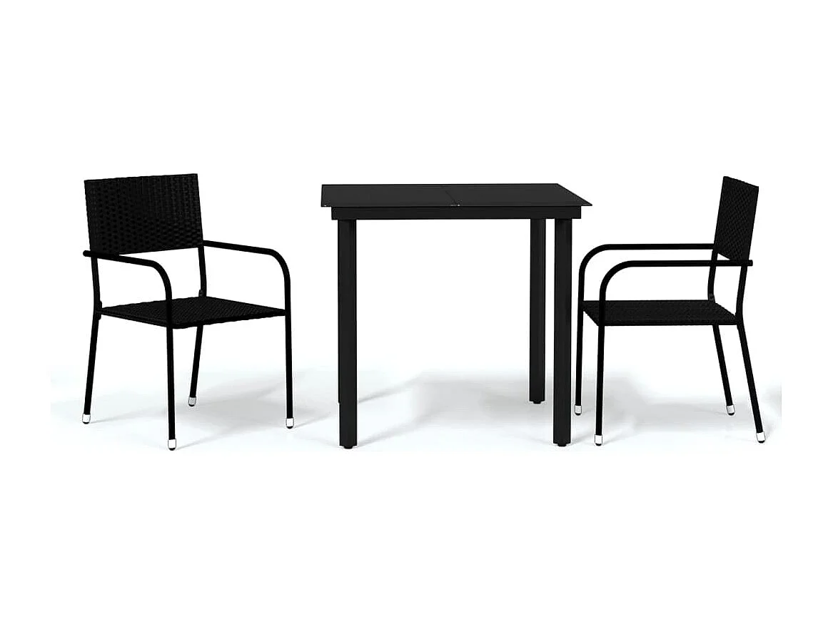 Aeron  Ensemble à manger de jardin 3 pcs Noir