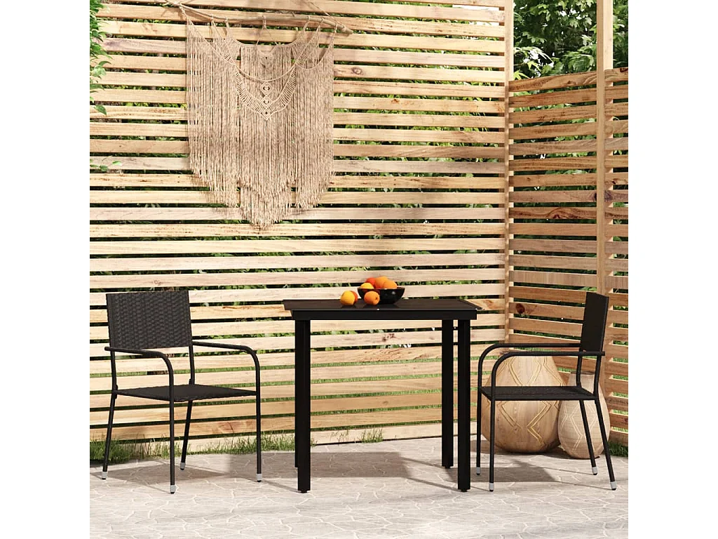 Aeron  Ensemble à manger de jardin 3 pcs Noir