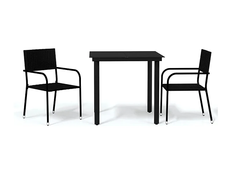 Aeron  Ensemble à manger de jardin 3 pcs Noir