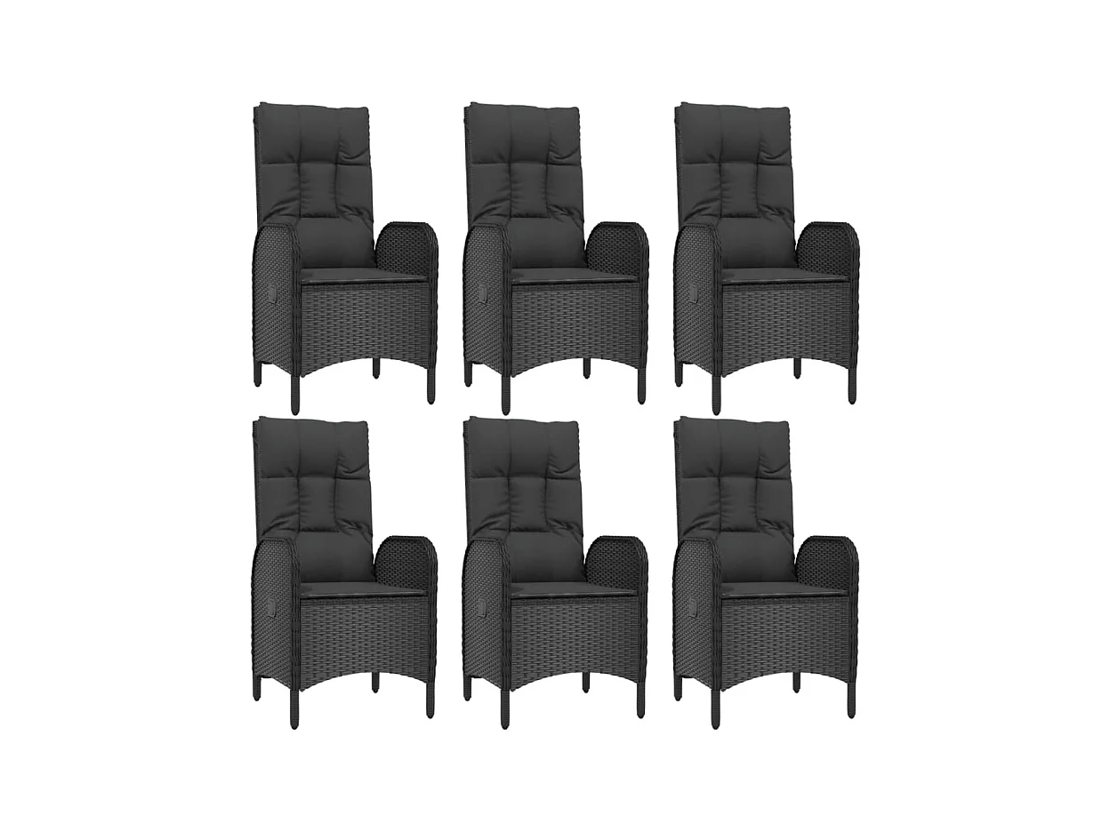 Afragola  Ensemble à manger jardin 9pcs et coussins noir résine tressée