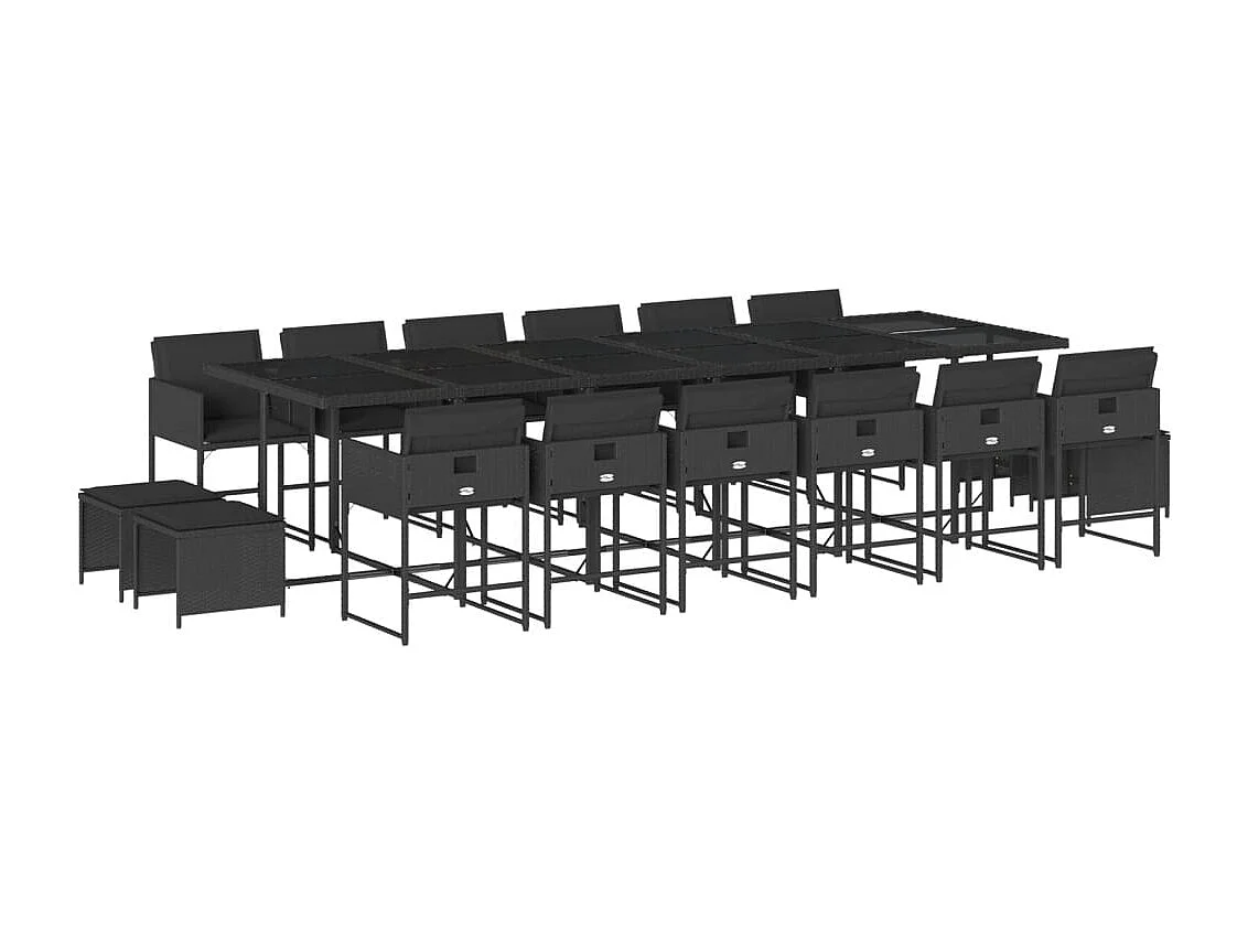 Kirkland  Ensemble à manger de jardin 17 pcs coussins noir résine tressée