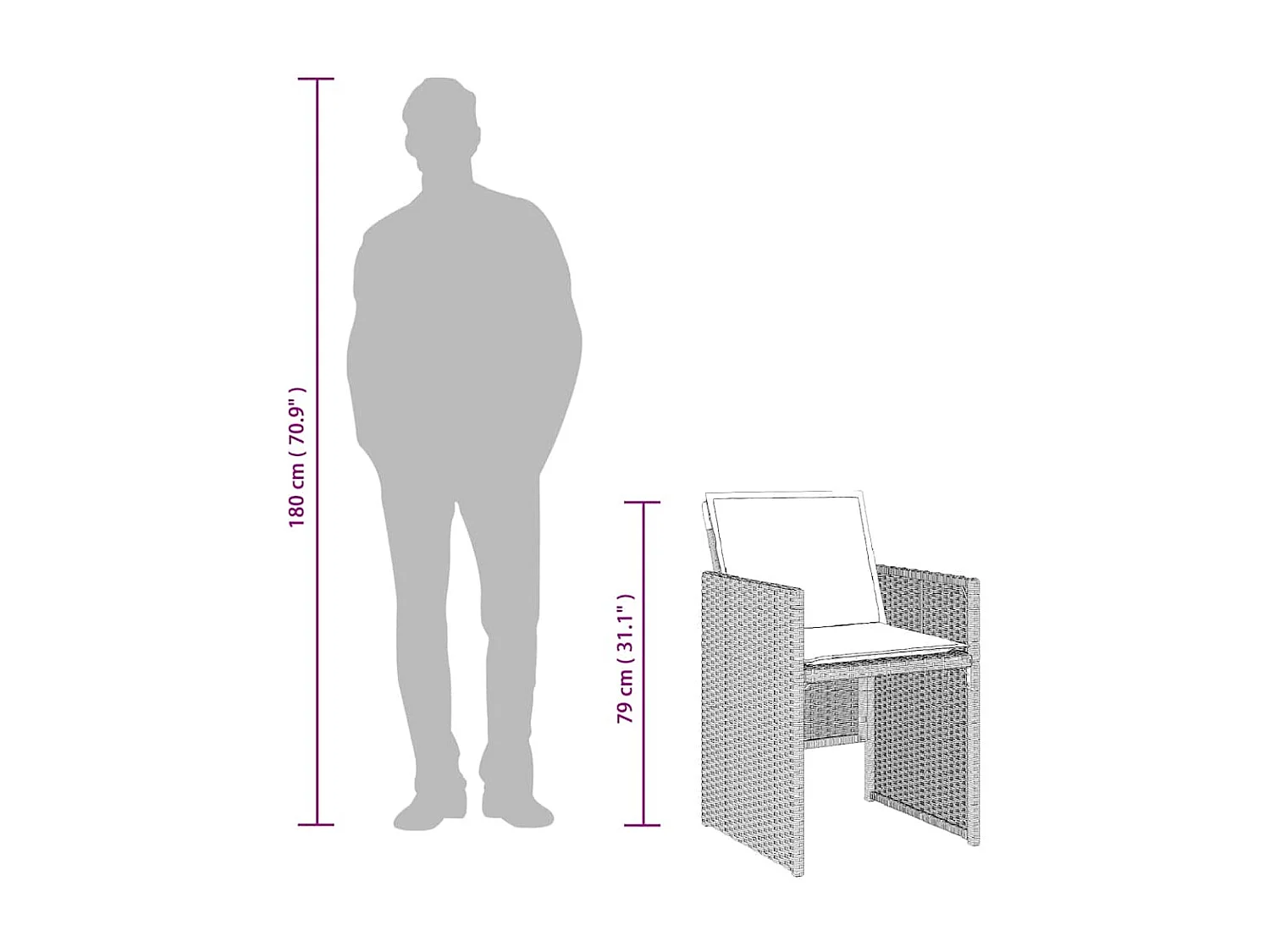 Jesse  Ensemble à manger de jardin et coussins 9 pcs gris clair rotin