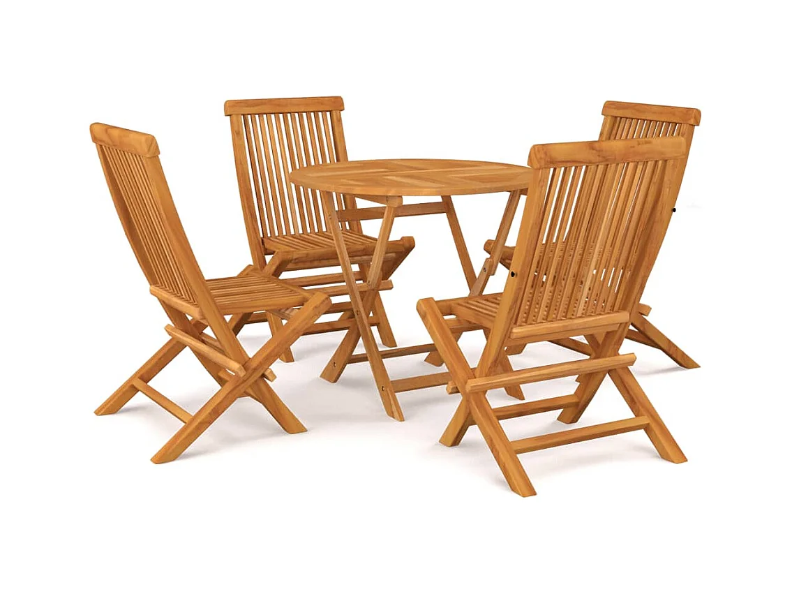 Garden Furniture -  Ensemble à manger de jardin 5 pcs Bois de teck massif