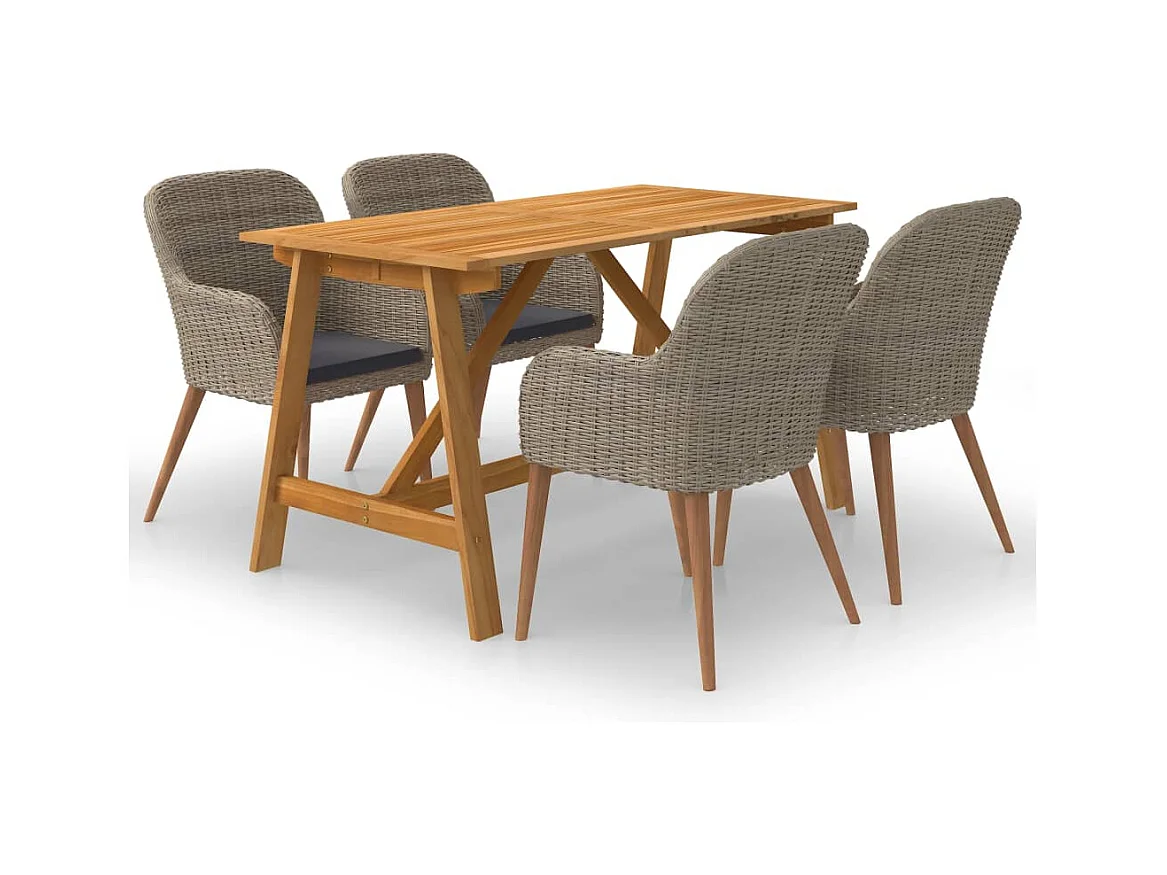 Garden Furniture -  Juego de comedor para jardín 5 piezas marrón