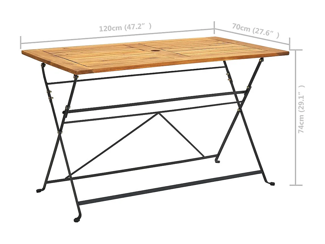 Drowes  Ensemble à manger d'extérieur pliable 7pcs Bois d'acacia solide