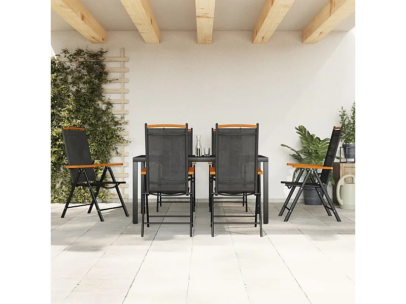 Prolenta Premium -  Ensemble à manger de jardin 7 pcs noir aluminium