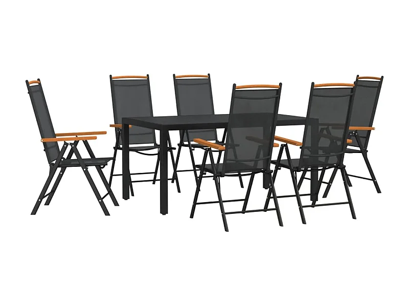 Bryson  Ensemble à manger de jardin 7 pcs noir aluminium