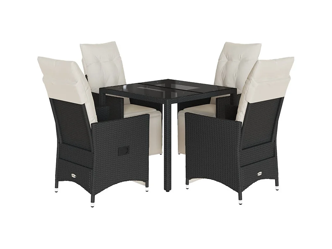 Essex  5-delige Tuinset met kussens poly rattan zwart