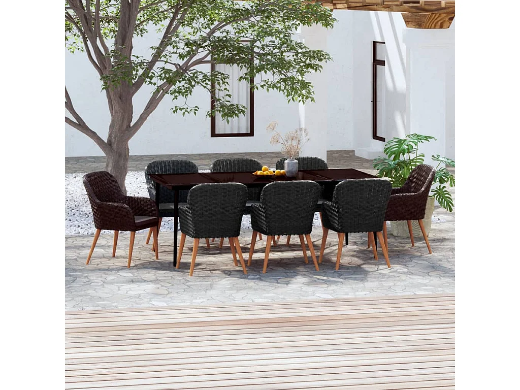 Coole  9-delige Tuinset met kussens zwart