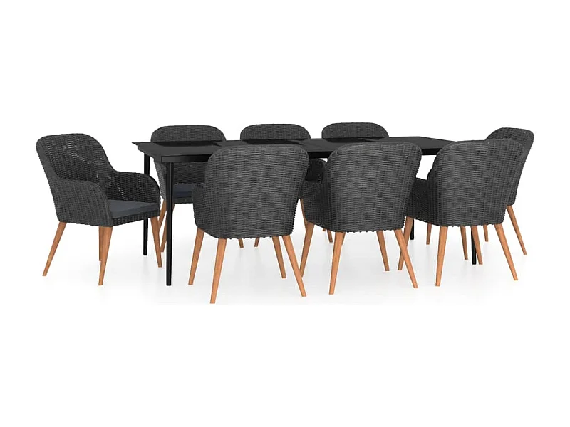 Coole  9-delige Tuinset met kussens zwart