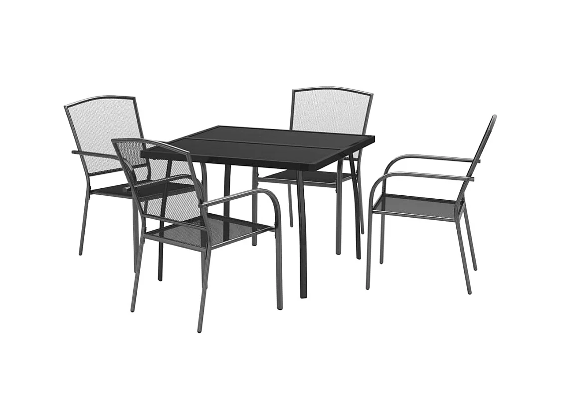 Booneville  Ensemble à manger de jardin 5 pcs anthracite acier