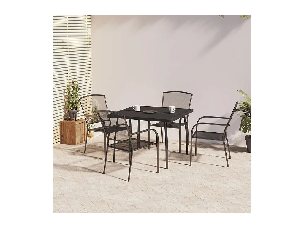 Booneville  Ensemble à manger de jardin 5 pcs anthracite acier