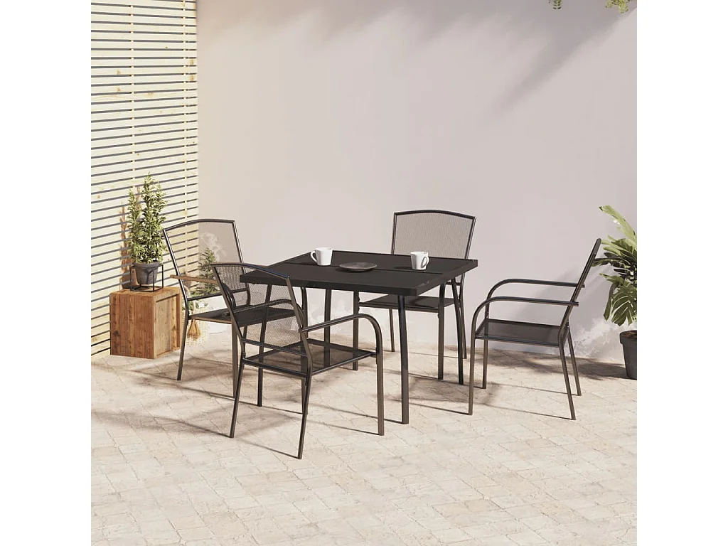 Booneville  Ensemble à manger de jardin 5 pcs anthracite acier