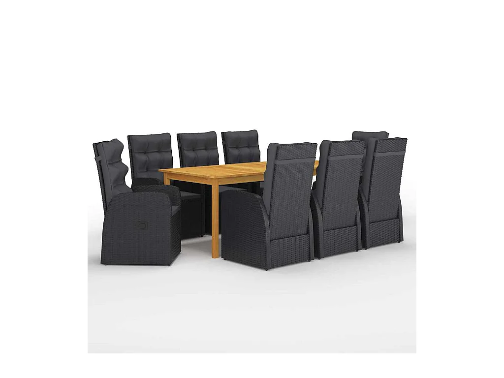 Yrien  Ensemble à manger de jardin 9 pcs Noir