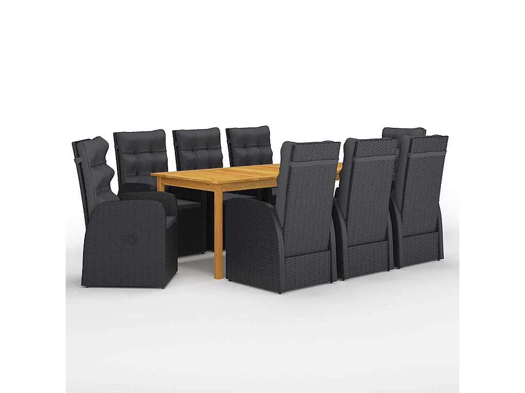 Yrien  Ensemble à manger de jardin 9 pcs Noir