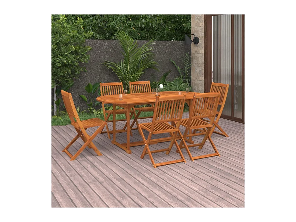 Sint-Gillis-Waas  Ensemble à manger de jardin 7 pcs bois massif d'acacia