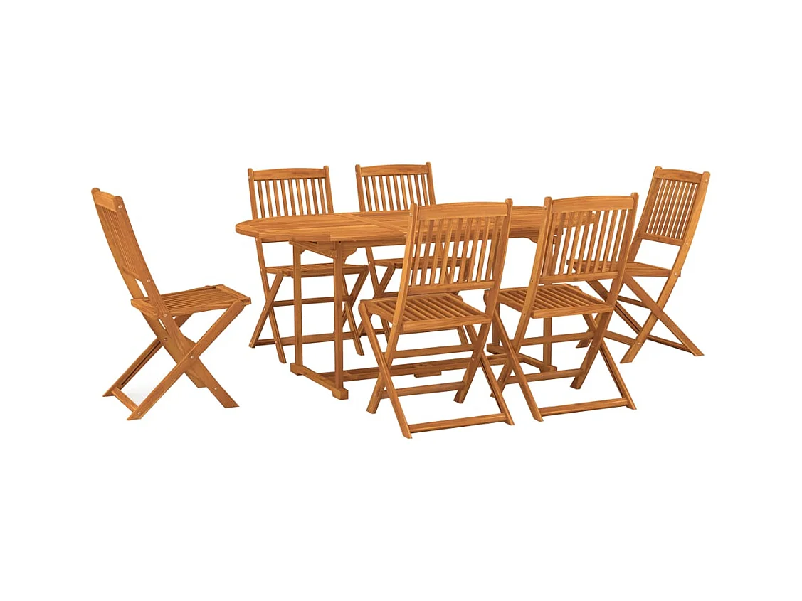 Sint-Gillis-Waas  Juego comedor de jardín 7 pzas madera maciza acacia 180x90x75cm