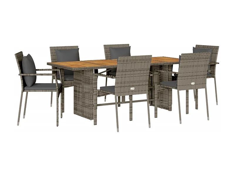 Jacqueline-Anne  7-delige Tuinset met kussens poly rattan grijs