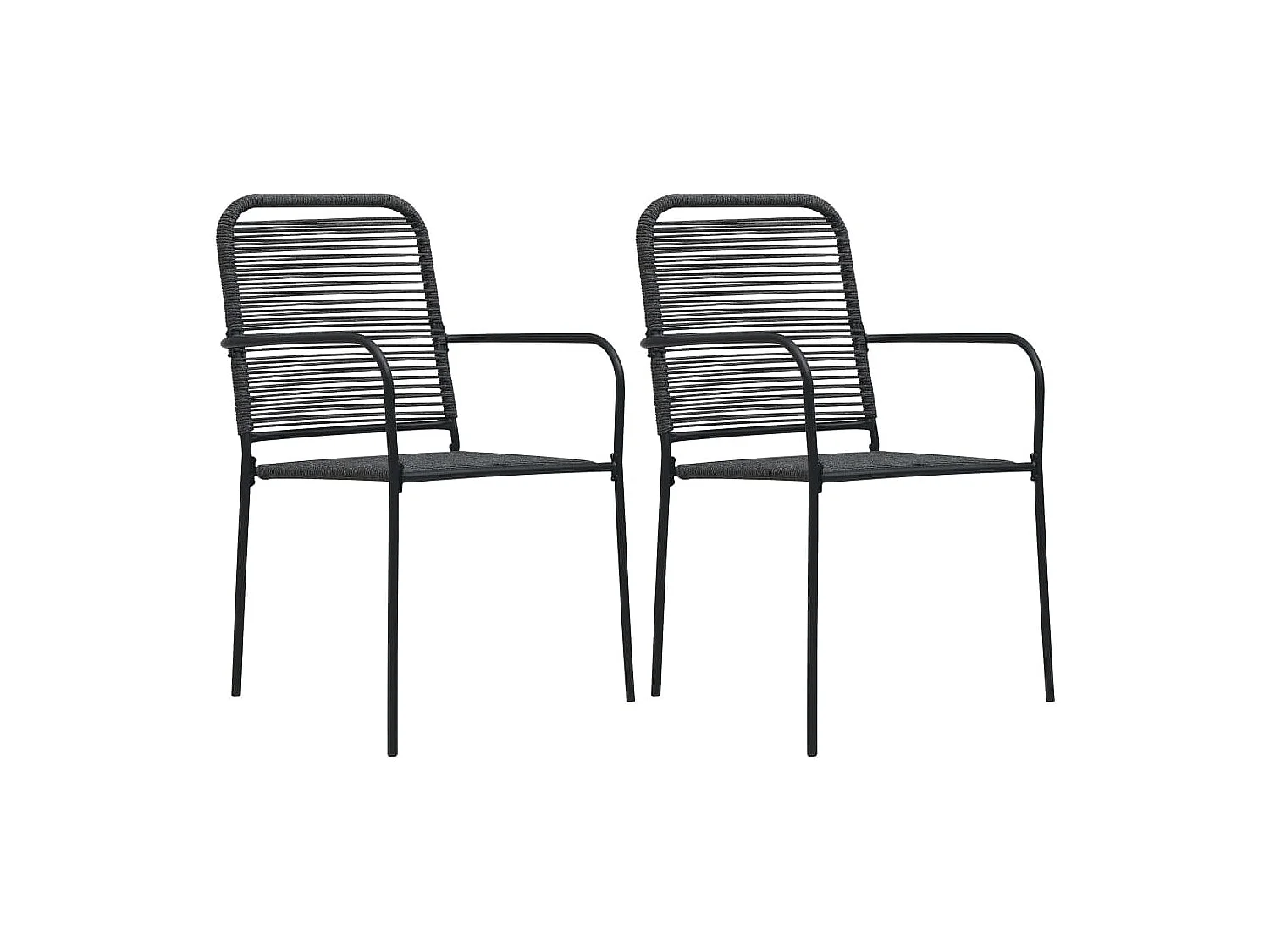 Paul-Robert  Ensemble à manger de jardin 3 pcs Corde en coton et acier Noir