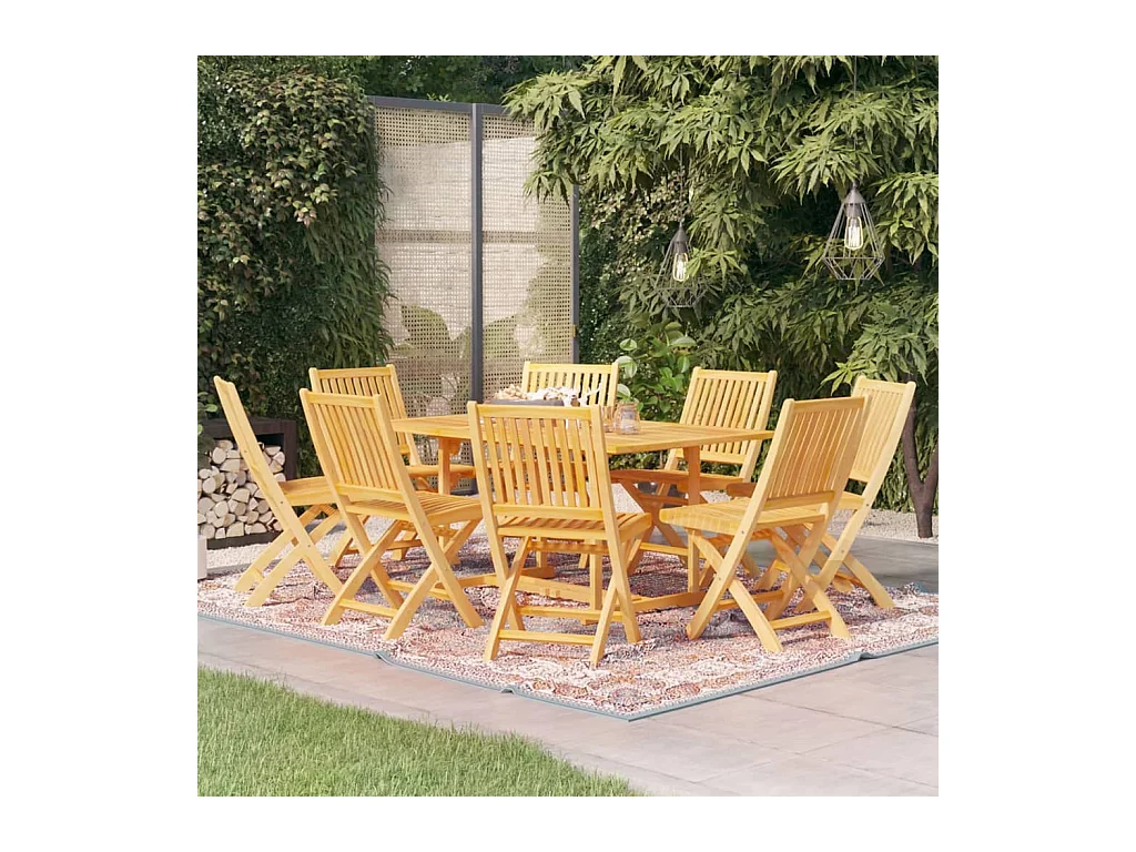 Kari  Ensemble à manger de jardin 9 pcs Bois de teck massif