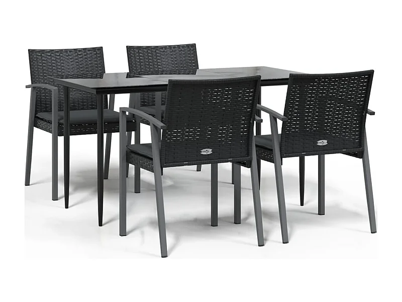 Bucyrus  5-delige Tuinset met kussens poly rattan en staal