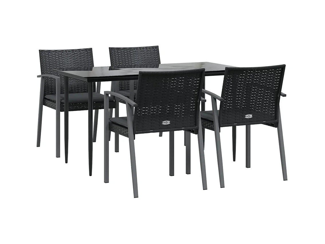 Bucyrus  Ensemble à manger de jardin 5 pcs coussins résine tressée acier