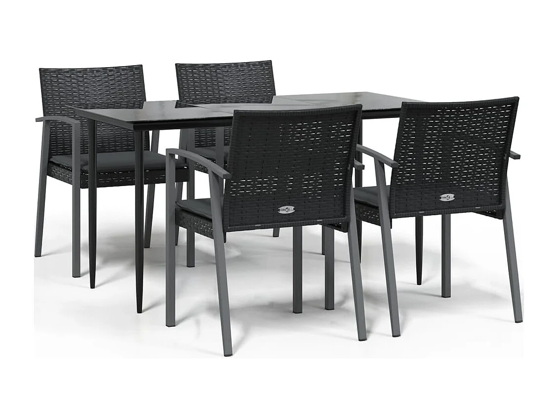 Bucyrus  Ensemble à manger de jardin 5 pcs coussins résine tressée acier