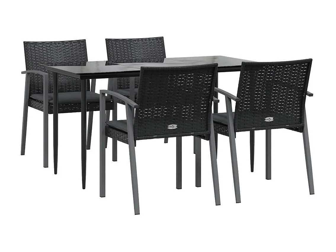 Bucyrus  Ensemble à manger de jardin 5 pcs coussins résine tressée acier