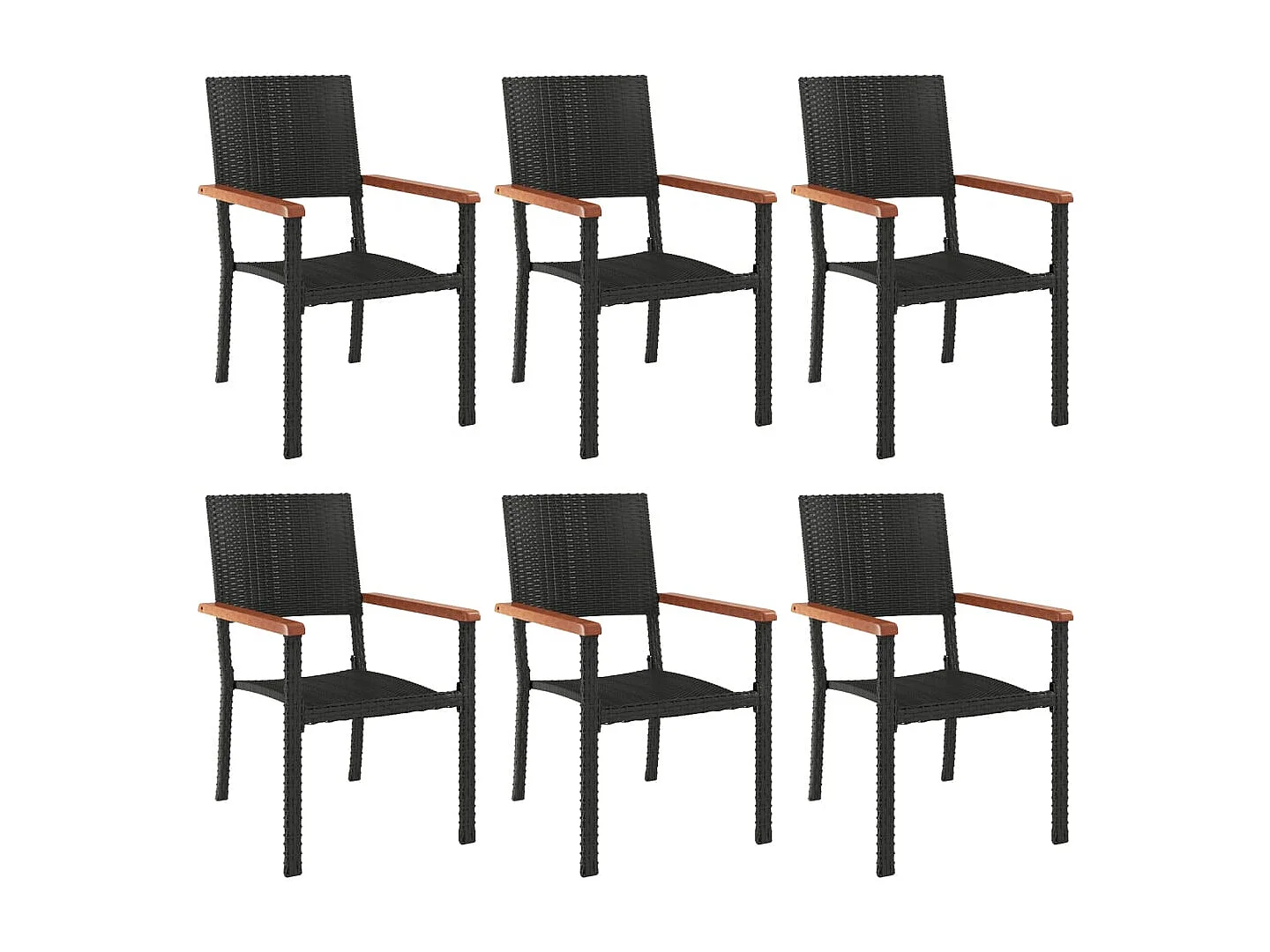 Timberwood Park  Ensemble à manger de jardin 7 pcs Noir Résine tressée