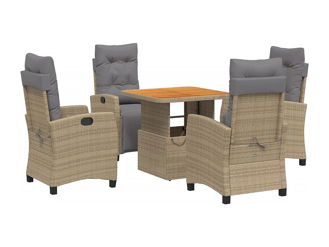 Necati  Ensemble à manger de jardin avec coussins 5pcs Beige poly rotin