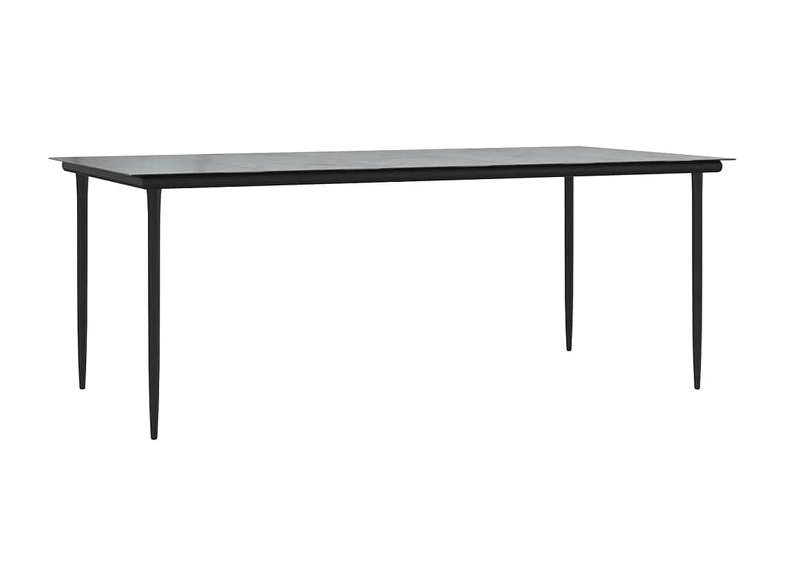 Varlen  Ensemble à manger de jardin 7 pcs noir textilène et acier