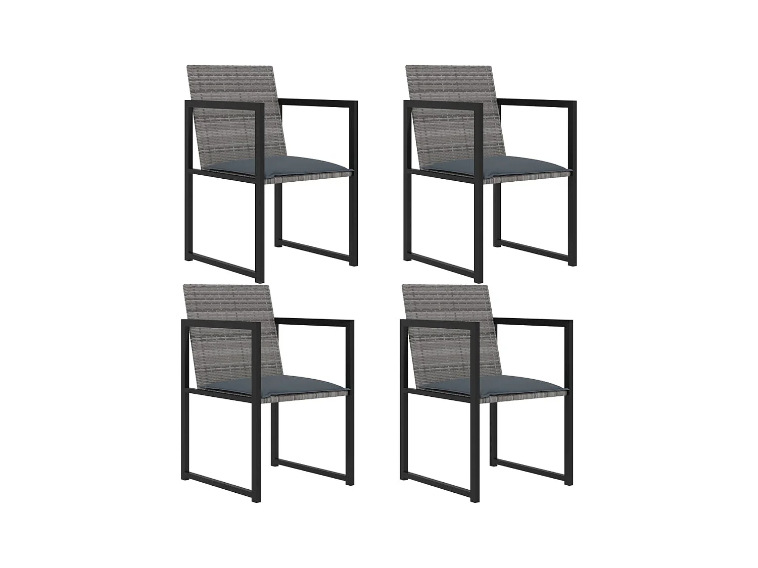Radorn  Ensemble à manger d'extérieur 5pcs coussins résine tressée gris