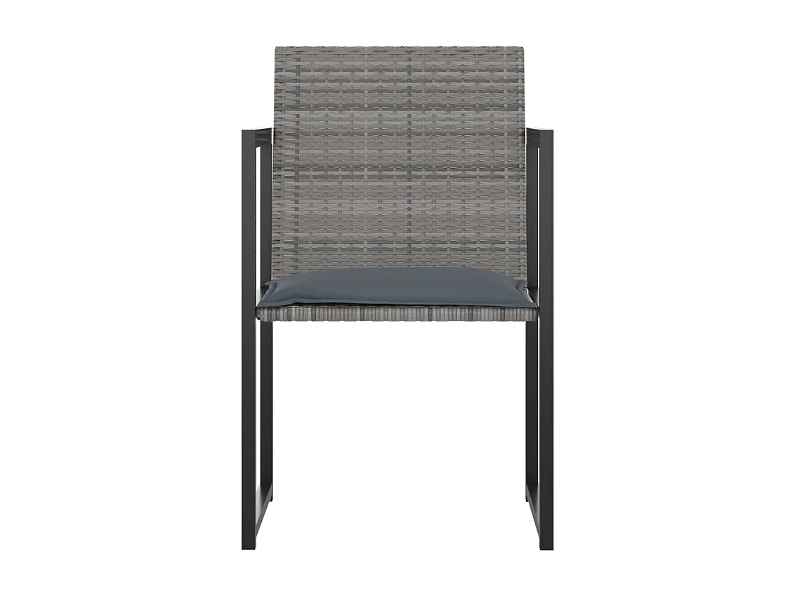 Radorn  Set de comedor de jardín 5 pzas y cojines ratán sintético gris