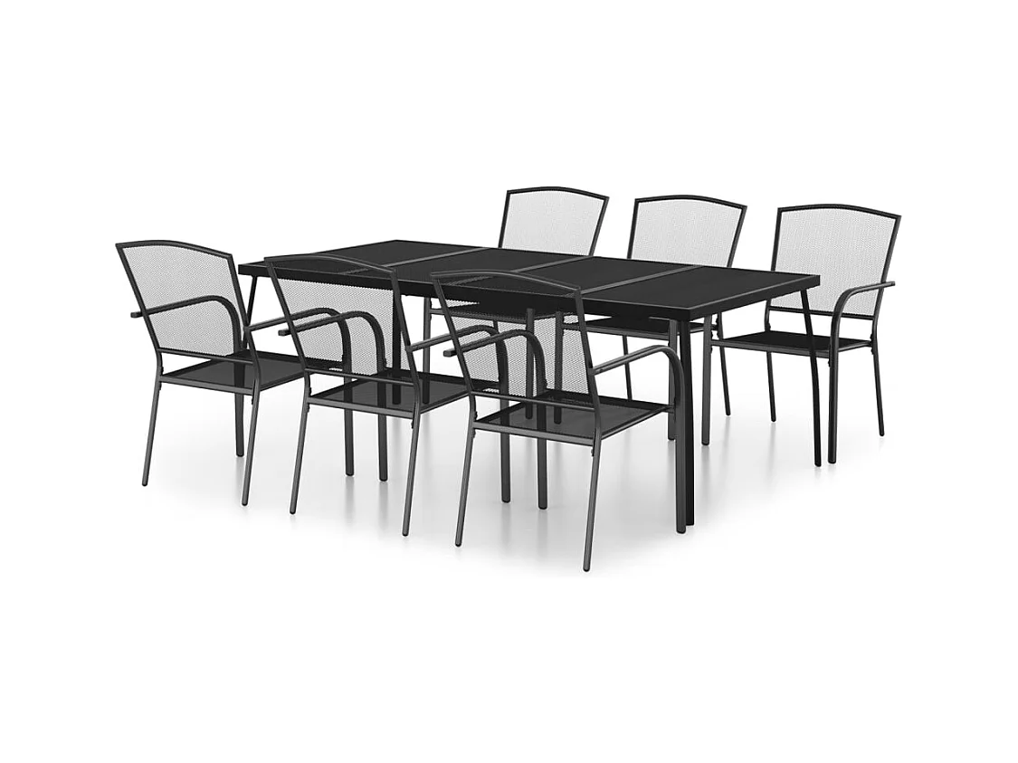 Booneville  Ensemble à manger de jardin 7 pcs anthracite acier