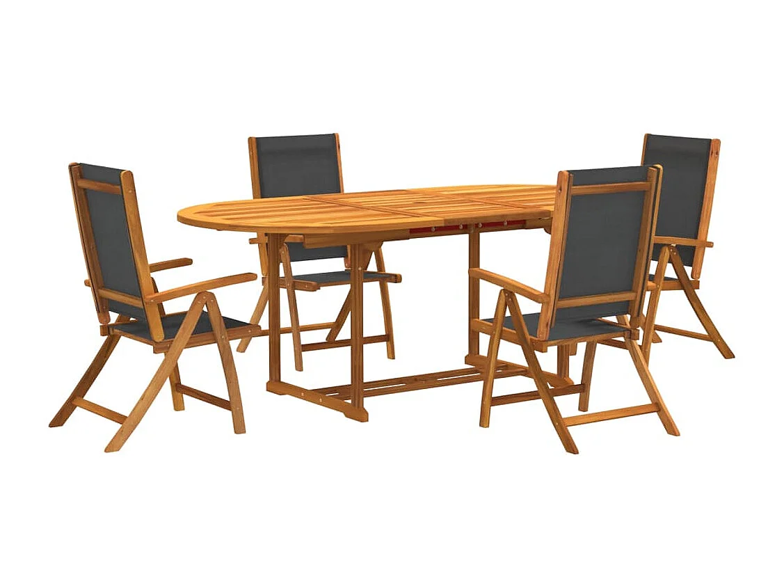 Yljo  Juego comedor de jardín 5 pzas madera maciza acacia y textileno