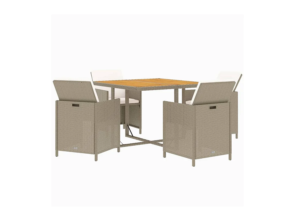 Hugo  5-delige Tuinset met kussens poly rattan beige