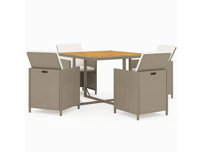 Hugo  5-delige Tuinset met kussens poly rattan beige