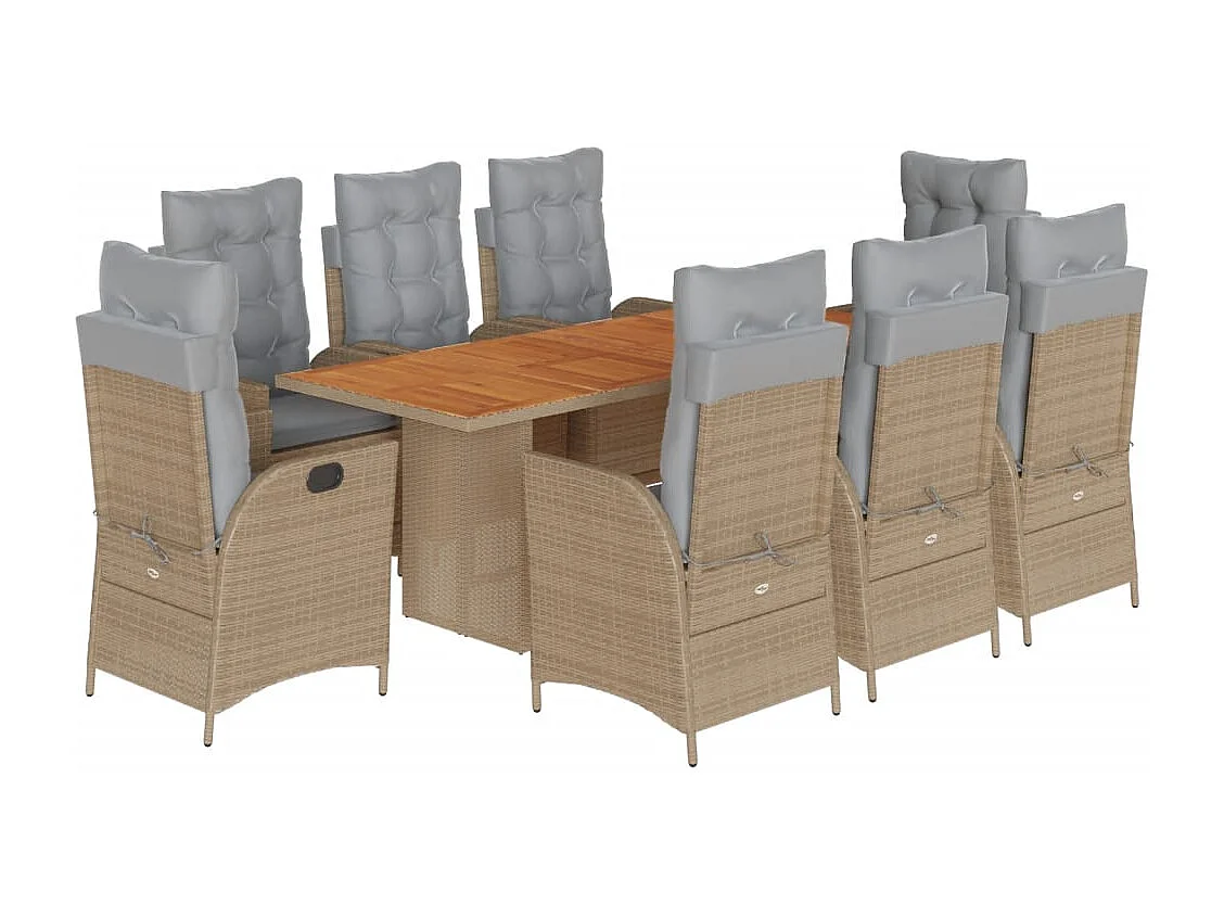 La Palma  9-delige Tuinset met kussens poly rattan gemengd beige