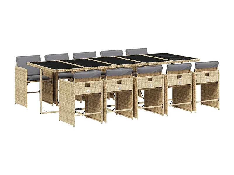 Heeswijk-Dinther  Set comedor de jardín 11 pzas con cojines ratán sintético beige