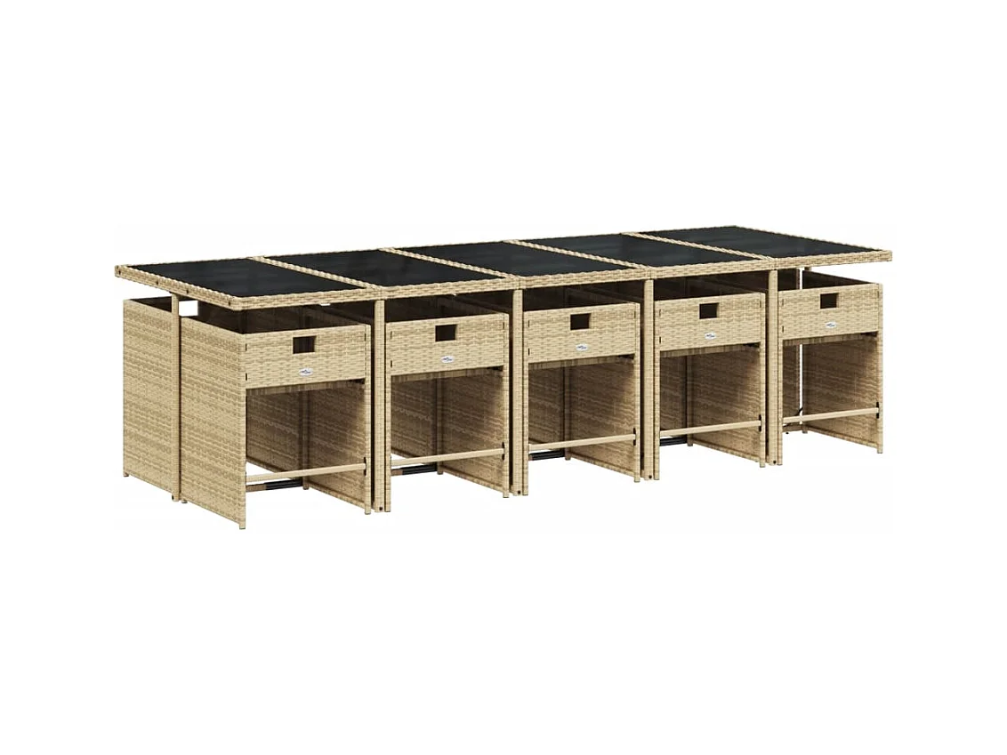 Heeswijk-Dinther  Set comedor de jardín 11 pzas con cojines ratán sintético beige